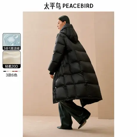【蜜蜂惊喜社】太平鸟女装连帽泡芙长款羽绒服冬保暖面包服外套图片