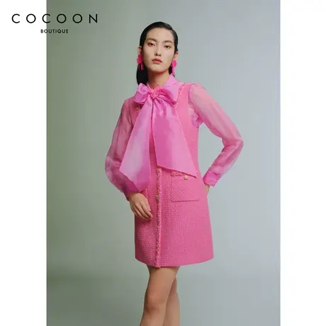 商场同款 可可尼COCOON时尚连衣裙秋冬新款女大方领中长款连衣裙图片
