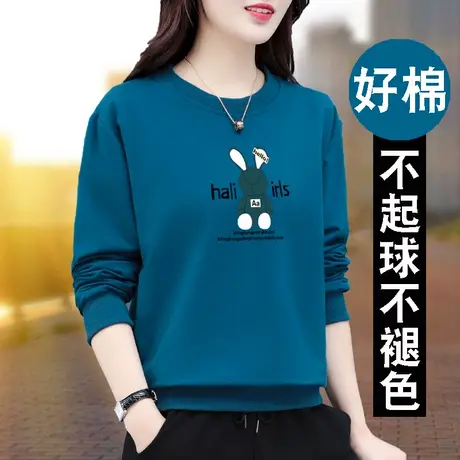 卫衣女春秋薄款2023年新款爆款圆领短款大码时尚妈妈春季中年妈妈图片