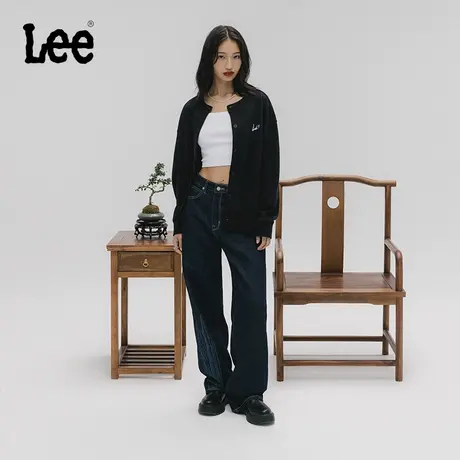 Lee商场同款24早春新品428舒适高腰直脚镭射印花清水洗女牛仔裤潮商品大图