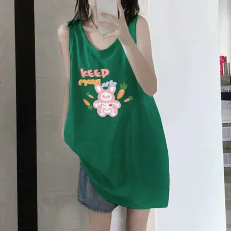 纯棉吊带运动坎肩背心无袖t恤女夏季设计感小众外穿宽松挂脖上衣图片