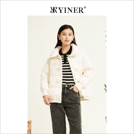 【摩登中式】YINER音儿专柜女装2022冬季新款钉珠设计感羽绒服图片