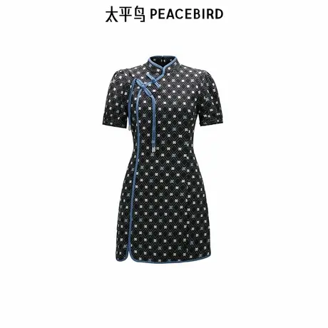 太平鸟女装2024秋季新款提花国风连衣裙A1FAE3247图片