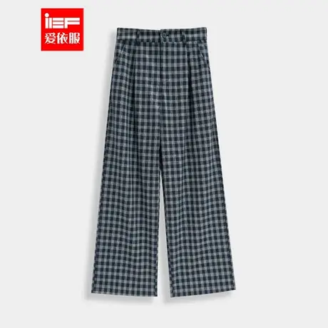 IEF/爱依服【微胖】大码女装2025夏季新款韩版格子休闲慵懒阔腿裤图片