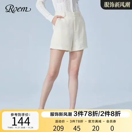 Roem夏季简约条纹时尚高腰通勤短裤韩版淑女气质西装休闲裤子女图片