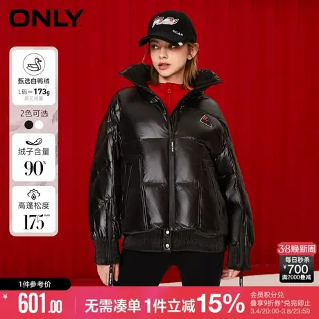 ONLY冬季90白鸭绒复古街头风做旧PU羽绒服女|124423028图片