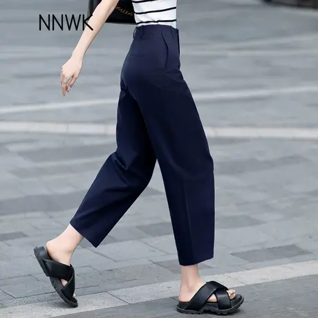 藏青色新款天丝镰刀裤女2025夏季爆款薄款宽松显瘦女裤休闲哈伦裤图片