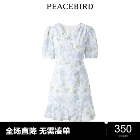 【商场同款】太平鸟女装2023夏季新款荷叶边短袖连衣裙A1FAD2E07图片
