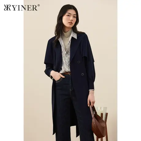 *YINER音儿女装秋季时尚中长款风衣外套图片