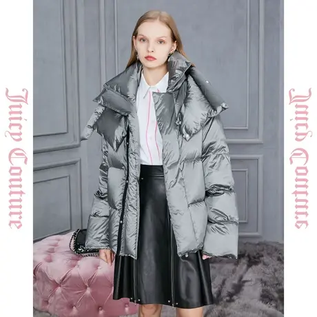 Juicy Couture橘滋2023新款撞色装饰皮双层领品牌羽绒服反季图片