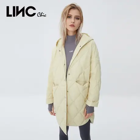 商场同款LINC金羽杰2023年冬新款反季断码清仓连帽款轻薄羽绒服女图片