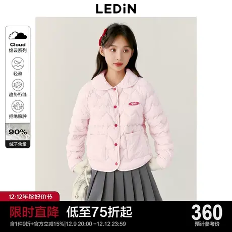 乐町甜美爱心绗缝羽绒衬衫外套23年秋冬新款火山岩轻薄保暖羽绒服图片