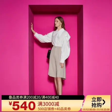 Juicy Couture橘滋2023新款淡雅知性立体折裥宽松阔腿女休闲裤图片