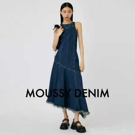 MOUSSY 夏季新品美式复古风解构无袖牛仔连衣裙010HA611-3631图片