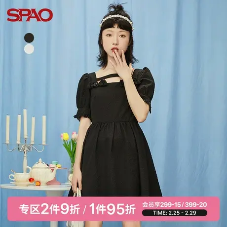 SPAO女士连衣裙夏季新款复古小方领公主风连衣裙SPOWC23S30图片