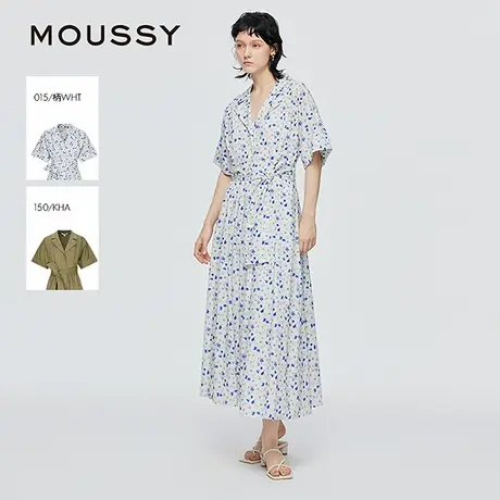 【U先试用】MOUSSY 2025夏季新品法式浪漫系带碎花衬衫连衣裙图片