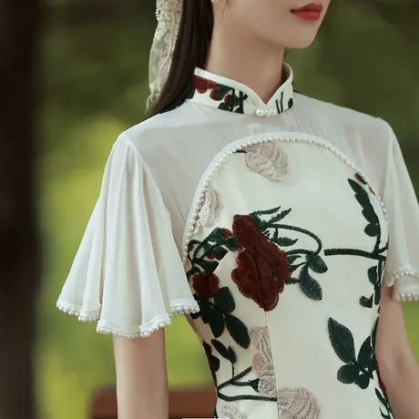 白色小晚礼服女轻奢小众高端2024新款宴会气质领证连衣裙年会旗袍图片