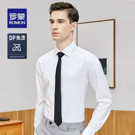 Romon/罗蒙衬衫男长袖DP正装抗皱纯棉夏季薄款职业休闲上班白衬衣图片