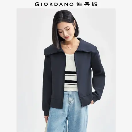 佐丹奴外套女装大翻领珠地针织休闲外套 05374878图片