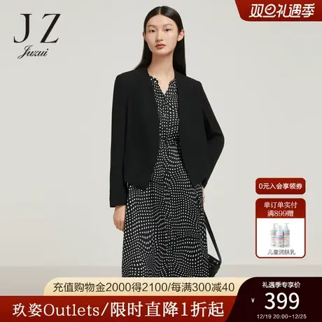 JZ玖姿通勤风休闲西装女装2022秋季新款职业OL黑色简约醋酸外套图片