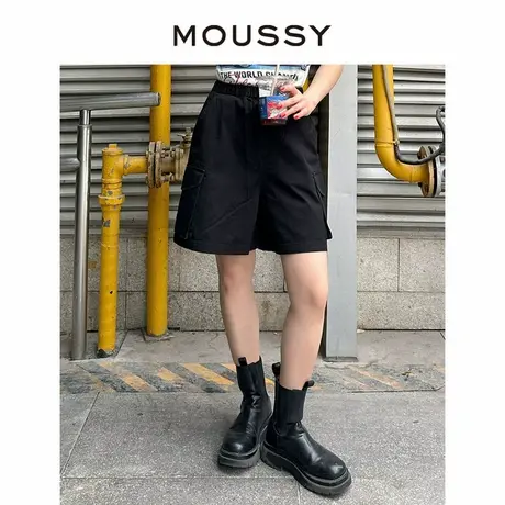MOUSSY 工装风休闲大口袋松紧高腰直筒纯棉短裤女028GSZ30-0图片