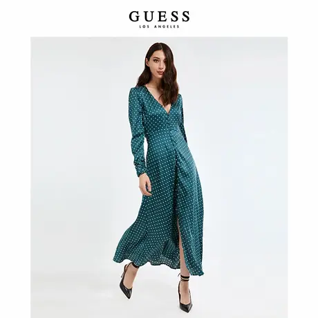 GUESS女士舒适甜妹V领垂感连衣裙-W2RK00WD8G2图片