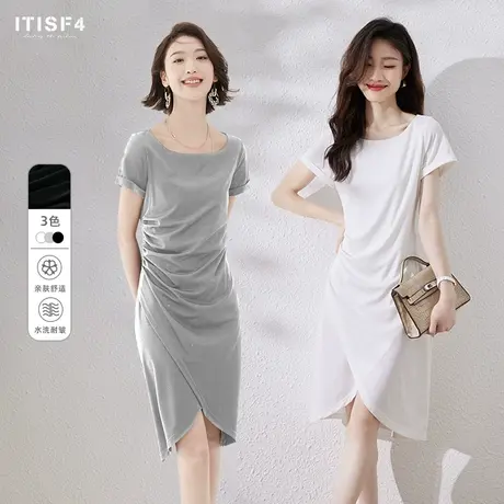 ITISF4/艾夫斯新款简约修身显瘦小黑裙连衣裙女图片