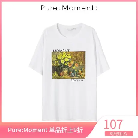Pure Moment上衣年夏季新款个性印花短袖休闲时尚T恤女图片