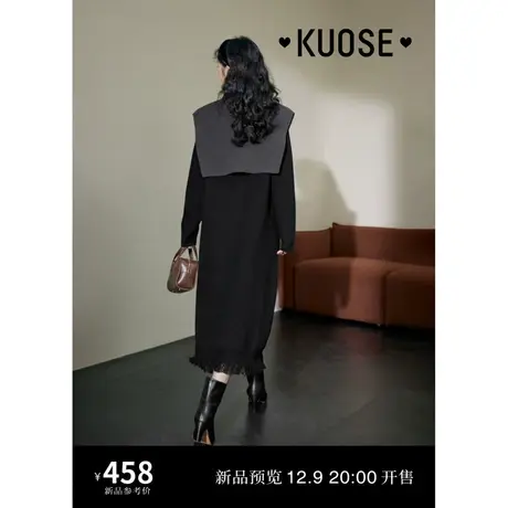 阔色针织连衣裙背心裙女2023秋冬新款甜美法式百褶裙毛衣短裙子图片