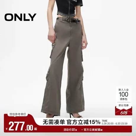 ONLY2025夏季新款侧缝潮酷结构线多口袋宽松高腰直筒裤休闲裤女图片