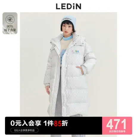 乐町印花面包服休闲冬季新款甜美长款羽绒服女宽松时尚小个子图片