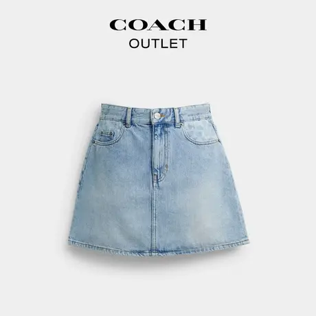 【新品】COACH/蔻驰奥莱女士丹宁牛仔迷你半身裙舒适百搭短裙图片
