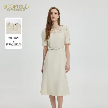 Scofield女装设计感短袖气质连衣裙收腰显瘦长裙夏季裙子图片