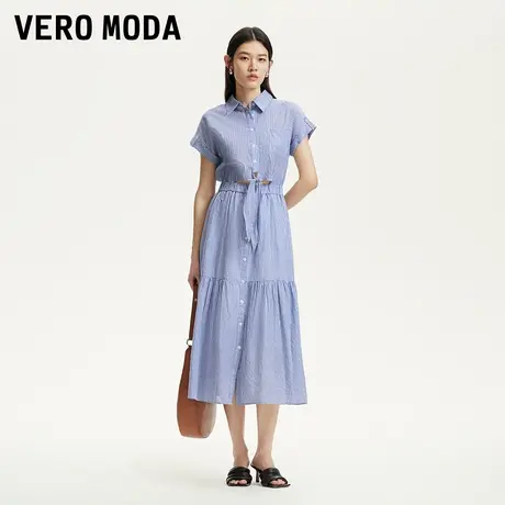 【李佳琦直播间】Vero Moda连衣裙25夏季新款系带镂空竖条纹长裙图片