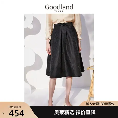 音儿美地女装2022秋季新款中长款印花伞裙高腰显瘦半身裙图片
