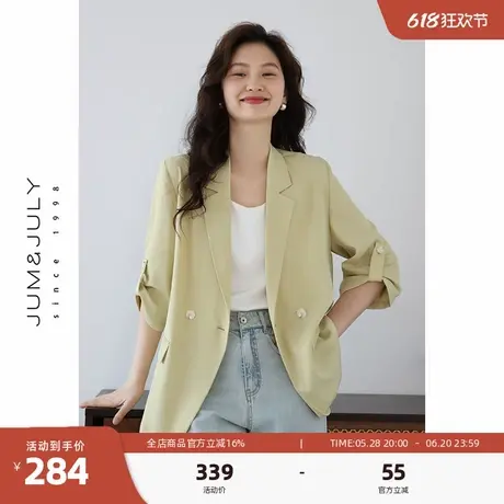 嘉茱莉夏季薄款短袖西装外套女2025新款通勤休闲上衣一粒扣西服图片