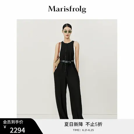 【商场同款】玛丝菲尔2022年春夏新款黑色慵懒风连体吊带休闲裤图片