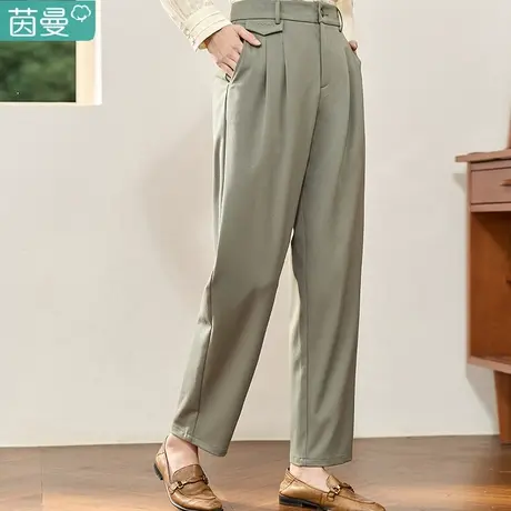 茵曼西装裤九分休闲萝卜裤子秋装女2023年新款锥形显瘦哈伦裤灰色图片