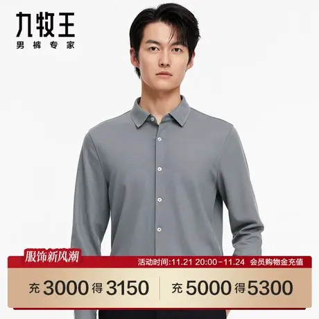 商场同款]九牧王男士长袖衬衫2024秋冬季新款休闲男装舒适衬衣SN图片
