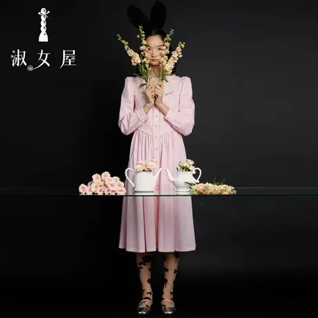 淑女屋官方旗舰店22新品少女白雪公主连衣裙粉红复古设计通勤裙子图片