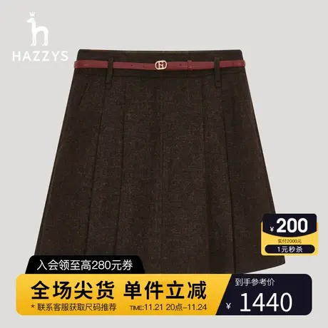 Hazzys哈吉斯羊毛短裤女士春秋新款休闲时尚裙裤图片