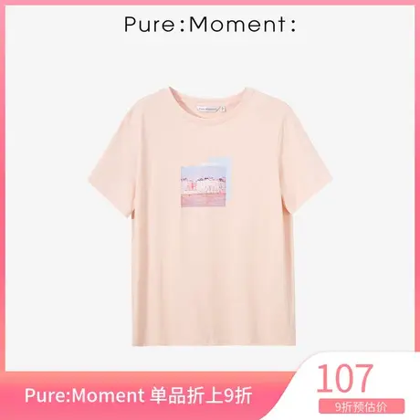 Pure:Moment上衣年夏季新款短袖纯棉宽松休闲个性印花t恤女图片