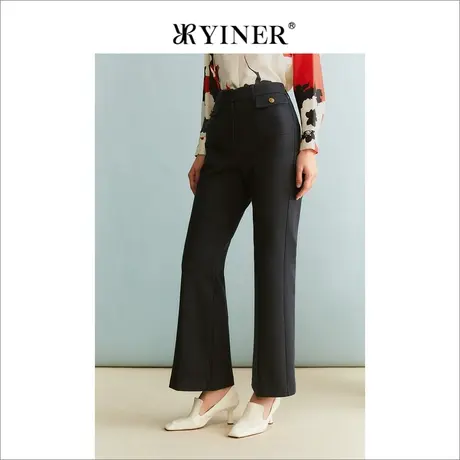 YINER音儿冬季女装法式优雅长裤羊毛裤子微喇叭休闲裤图片