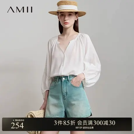 Amii【法式优雅刺绣衬衫】25夏法式优雅轻奢精美刺绣衬衣衬衫女图片