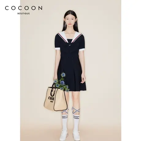 COCOON商场同款学院风连衣裙女2023夏新款减龄裙子23203BC026312图片