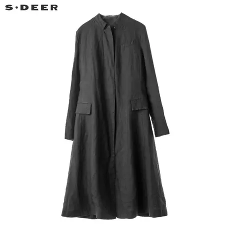 sdeer圣迪奥2019秋装新款袖口开衩后背收褶立领浪摆外套S18381837图片