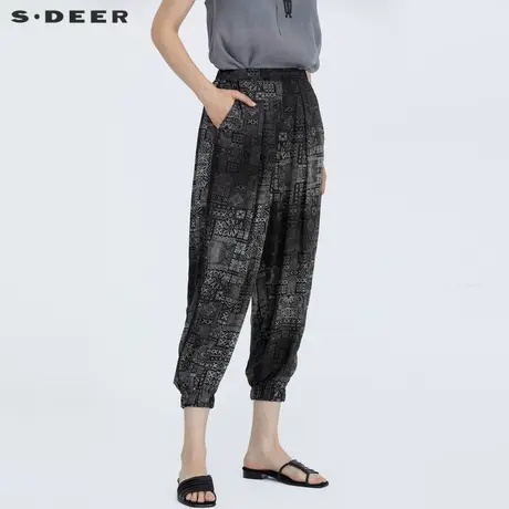 sdeer圣迪奥个性潮流数码印花松紧灯笼裤九分裤S21260807图片