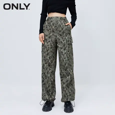 ONLY奥莱春季新款工装风迷彩百搭直筒长款抽绳休闲裤女图片