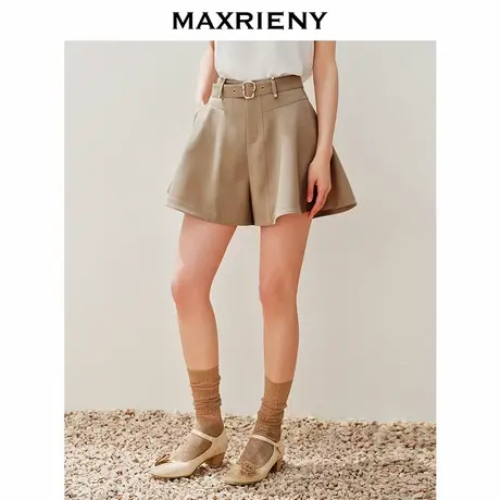 【奥莱】MAXRIENY摩卡色A型散摆短裤女裙裤图片