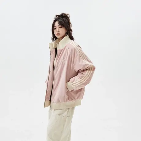 复古灯芯绒拼接棉服女冬季加厚外套2023新款潮牌宽松oversize棉衣图片